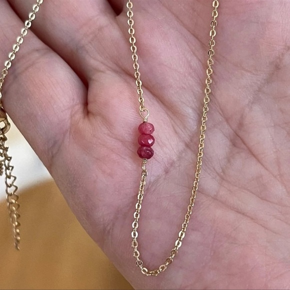 2 x Faceted natural rhodonite gold necklaces - Picture 2 of 6